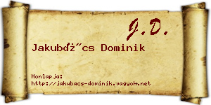 Jakubács Dominik névjegykártya